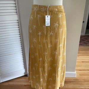 Ryan Midi Slip Skirt, Sunflower Yellow Palm Print